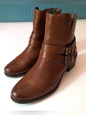 Bussola Antwerpen Rust Brown Leather Multi Strap Buckle Ankle Boots EU 38